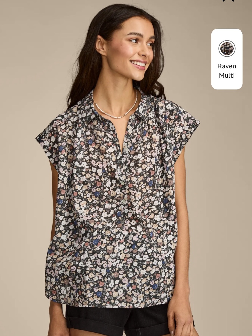Lucky Brand Short Sleeve Schiffli Popover Shirt